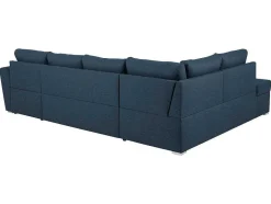 Vente-unique Modulair-Stan Slaapbank, Hoek Links Met Chaise Longue Rechts, In Blauw.