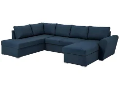 Vente-unique Modulair-Stan Slaapbank, Hoek Links Met Chaise Longue Rechts, In Blauw.