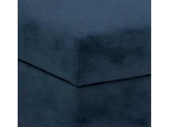 Vente-unique Stoffen Zitbank-Stan Slaapbank, Hoek Rechts Met Chaise Longue Links, In Blauw.