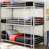 Vente-unique Kinderbed Stapelbed-Stapelbed - 3 X 90 X 190 Cm - Metaal - Zilverkleur - Met Matras - Elouan