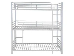 Vente-unique Kinderbed Stapelbed-Stapelbed - 3 X 90 X 190 Cm - Metaal - Zilverkleur - Met Matras - Elouan
