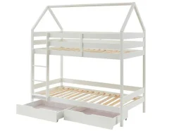 Vente-unique Kinderbed Stapelbed-Stapelbed 2 X 90 X 190 Cm - 2 Laden - Grenen - Wit - Chori