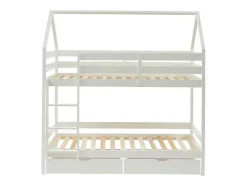 Vente-unique Kinderbed Stapelbed-Stapelbed 2 X 90 X 190 Cm - 2 Laden - Grenen - Wit - Chori