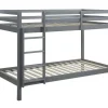 Vente-unique Kinderbed Stapelbed-Stapelbed Anicet Ii - 2 X 90X 190 Cm - Massief Grenen - Grijs + Matras