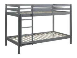 Vente-unique Kinderbed Stapelbed-Stapelbed Anicet Ii - 2 X 90X 190 Cm - Massief Grenen - Grijs