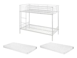 Vente-unique Kinderbed Stapelbed-Stapelbed Duotis Ii - 2 X 90 X 190 Cm - Wit + Matras