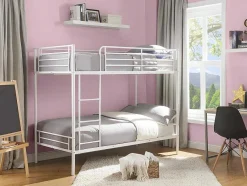 Vente-unique Kinderbed Stapelbed-Stapelbed Duotis Ii - 2 X 90 X 190 Cm - Wit + Matras