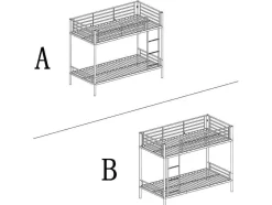 Vente-unique Kinderbed Stapelbed-Stapelbed Duotis Ii - 2 X 90 X 190 Cm - Zilver