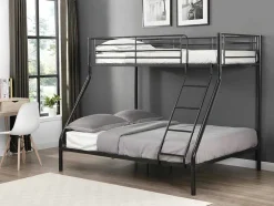 Vente-unique Kinderbed Stapelbed-Stapelbed Elevatio Iv - 90 En 140 X 190 Cm - Staal - Zwart