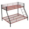 Vente-unique Kinderbed Stapelbed-Stapelbed Elevatio Iv - 90 En 140 X 190 Cm - Staal - Zwart En Rood