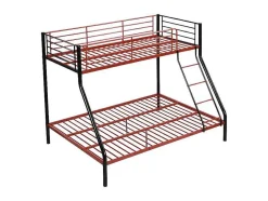 Vente-unique Kinderbed Stapelbed-Stapelbed Elevatio Iv - 90 En 140 X 190 Cm - Staal - Zwart En Rood