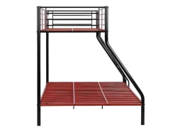 Vente-unique Kinderbed Stapelbed-Stapelbed Elevatio Iv - 90 En 140 X 190 Cm - Staal - Zwart En Rood
