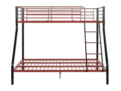 Vente-unique Kinderbed Stapelbed-Stapelbed Elevatio Iv - 90 En 140 X 190 Cm - Staal - Zwart En Rood