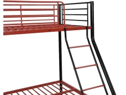 Vente-unique Kinderbed Stapelbed-Stapelbed Elevatio Iv - 90 En 140 X 190 Cm - Staal - Zwart En Rood