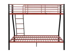 Vente-unique Kinderbed Stapelbed-Stapelbed Elevatio Iv - 90 En 140 X 190 Cm - Staal - Zwart En Rood + Matras