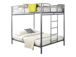 Vente-unique Kinderbed Stapelbed-Stapelbed Gemini Ii - 2 X 140 X 190 Cm - Zilverkleurig + 2 Matrassen