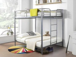 Vente-unique Aanbiedingen: Slaapkamer & Kantoor-Stapelbed Gemini Ii - 2X140X190Cm - Zilver