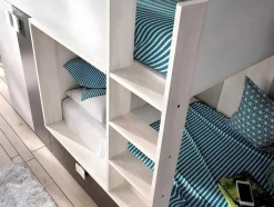 Vente-unique Kinderbed-Stapelbed Juanito Met Ingebouwde Kast - 2 X 90 X 190 Cm - Wit, Eiken En Antraciet