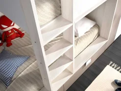 Vente-unique Kinderbed-Stapelbed Juanito Met Ingebouwde Kast En Opbergruimte - 2X90X190Cm - Wit, Eiken En Taupe