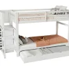 ModernLuxe Kinderbed Stapelbed-Stapelbed Met Onderschuifbed - Massief Grenenhout - 3X90X200 Cm - Opbergtrap Met 4 Lades - Veiligheidsbarrieres - Wit