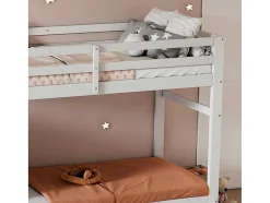 ModernLuxe Kinderbed Stapelbed-Stapelbed Met Onderschuifbed - Massief Grenenhout - 3X90X200 Cm - Opbergtrap Met 4 Lades - Veiligheidsbarrieres - Wit