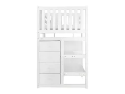 ModernLuxe Kinderbed Stapelbed-Stapelbed Met Onderschuifbed - Massief Grenenhout - 3X90X200 Cm - Opbergtrap Met 4 Lades - Veiligheidsbarrieres - Wit