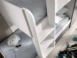Vente-unique Kinderbed Stapelbed-Stapelbed Met Opbergruimtes 3 X 90 X 190 Cm - Antraciet En Wit - Met Matras - Anthony