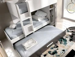 Vente-unique Kinderbed-Stapelbed Met Slaaplade En Opbergruimtes 3 X 90 X 190 Cm - Antraciet En Naturel - Anthony