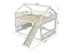 ModernLuxe Kinderbed Stapelbed-Stapelbed Voor Kinderen 140X200Cm - Met Opbergtrap En Glijbaan - Wit