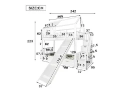 ModernLuxe Kinderbed Stapelbed-Stapelbed 90X200Cm - Grenenhout En Mdf Structuur - Met Glijbaan En Opbergtrap - Een Grote Lade Onder Het Bed - Wit