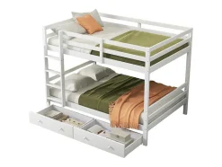 Vente-unique Kinderbed Stapelbed-Stapelbedden 140 X 200 Cm Met 2 Grote Lades - Leuning En Trap - Mdf Hout - Grijs