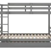 Vente-unique Kinderbed Stapelbed-Stapelbedden 140 X 200 Cm Met Onderschuifbed 90 X 200 Cm - Balustrade En Trap - Mdf Hout - Grijs