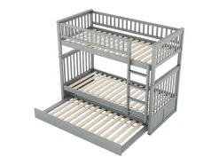 Vente-unique Kinderbed-Stapelbedden 2 X 90 X 200 Cm + Onderschuifbed 90 X 190 Cm - Mdf Hout - Grijs - Anthony