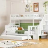Vente-unique Kinderbed Stapelbed-Stapelbedden Met Glijbaan En Planken, Onderschuifbed - 2 X 90 X 200 Cm + 140 X 200 Cm - Wit - Anthony
