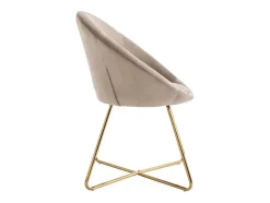 Vente-unique Stoel-Stoel Van Bouclestof En Goudkleurig Metaal - Beige - Burban