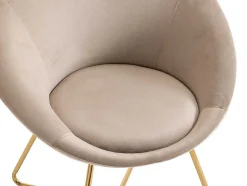 Vente-unique Stoel-Stoel Van Bouclestof En Goudkleurig Metaal - Beige - Burban