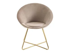 Vente-unique Stoel-Stoel Van Bouclestof En Goudkleurig Metaal - Beige - Burban