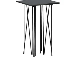 Furniture Fashion Bijzettafel-Stone Bijzettafel 40X40 Cm Glas Zwart Marmor Decor.