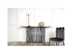 Furniture Fashion Sidetable-Stone Sidetable 37X130 Cm Glas Zwart Marmor Decor.