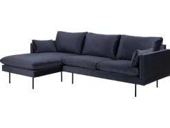 Vente-unique Modulair-Sunny Bank 2 Personen Met Chaise Longue, Naar Links Gericht Donkerblauw.