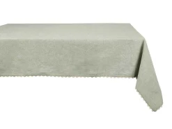 OZAIA Textiel Voor Eettafel-Tafelkleed + 4 Katoenen Servetten - Beige Rand - Groen - 140 X 240 Cm - Loania