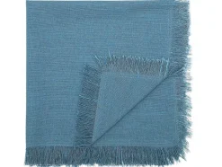 OZAIA Textiel Voor Eettafel-Tafelkleed + 4 Servetten Met Franjes - Katoen - Blauw - 140 X 240 Cm - Pola