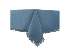 OZAIA Textiel Voor Eettafel-Tafellaken Met Franje Van Katoen - 140 X 240 Cm - Marineblauw - Pola