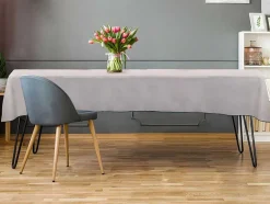 OZAIA Textiel Voor Eettafel-Tafellaken Van Katoen En Linnen Met Zwarte Rand - 170 X 170 Cm - Taupegrijs - Borina