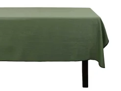 OZAIA Textiel Voor Eettafel-Tafellaken Van Katoen En Linnen Met Zwarte Rand - 170 X 250 Cm - Kaki - Borina