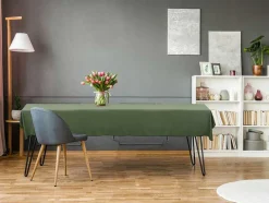 OZAIA Textiel Voor Eettafel-Tafellaken Van Katoen En Linnen Met Zwarte Rand - 170 X 300 Cm - Kaki - Borina