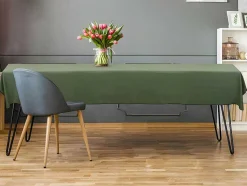 OZAIA Textiel Voor Eettafel-Tafellaken Van Katoen En Linnen Met Zwarte Rand - 170 X 300 Cm - Kaki - Borina