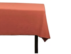 OZAIA Textiel Voor Eettafel-Tafellaken Van Katoen En Linnen Met Zwarte Rand - 170 X 170 Cm - Terracotta - Borina