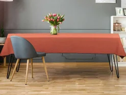 OZAIA Textiel Voor Eettafel-Tafellaken Van Katoen En Linnen Met Zwarte Rand - 170 X 170 Cm - Terracotta - Borina