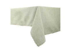 OZAIA Textiel Voor Eettafel-Tafellaken Van Katoen Met Beige Rand - 140 X 240 Cm - Groen - Loania
